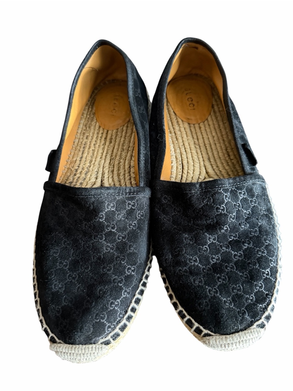 Gucci Black Micro GG Suede Espadrille Flats Women’s Size 39.5 (US 9)